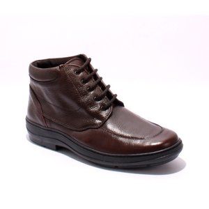 "Number One" 7741a Brown Leather Lace-Up Wide Comfort Men Shoe Boot